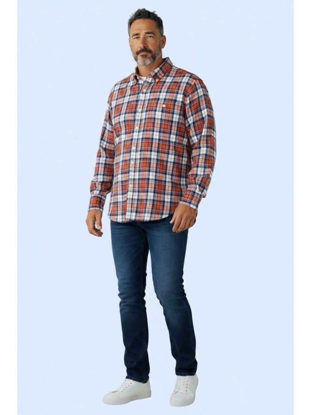 MUDO COLLECTION long sleeve tab sleeve plaid red cotton shirt sz 3 sz L